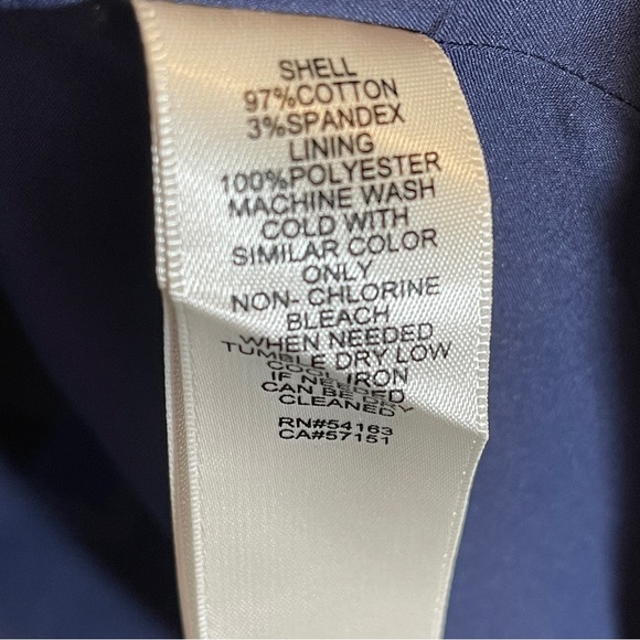 Eliza J Blue Chevron Printed Sheath White Exposed Zip Cocktail Dress Size 4 - Picture 6 of 6